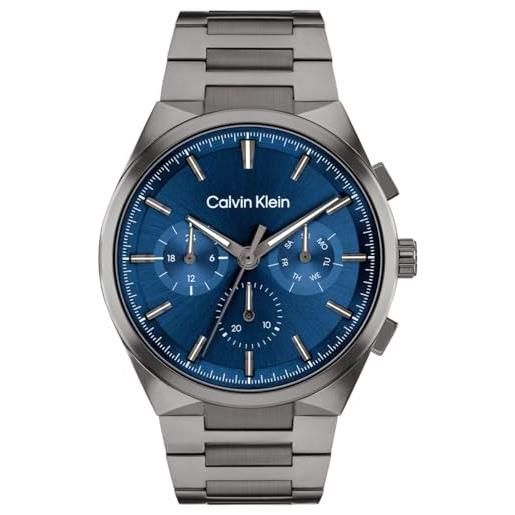 Calvin Klein orologio con movimento al quarzo a tre lancette da uomo collezione distinguish con cinturino in acciaio inossidabile grigio - 25200443