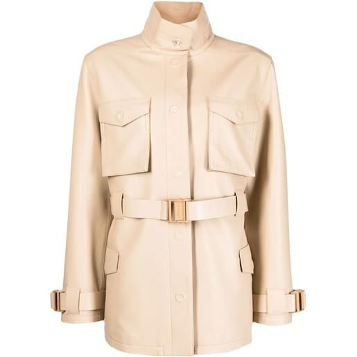 Off-White cappotto monospalla con cintura - toni neutri