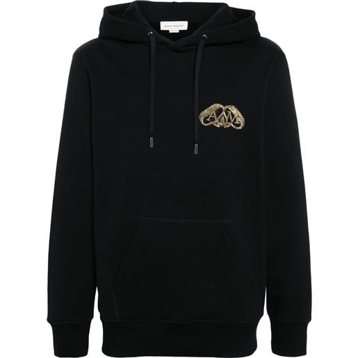 Alexander McQueen felpa half seal logo con cappuccio - nero