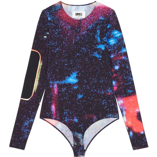MM6 Maison Margiela body con stampa grafica - nero