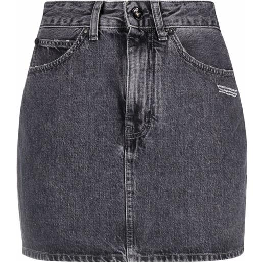 Off-White gonna denim con stampa - grigio