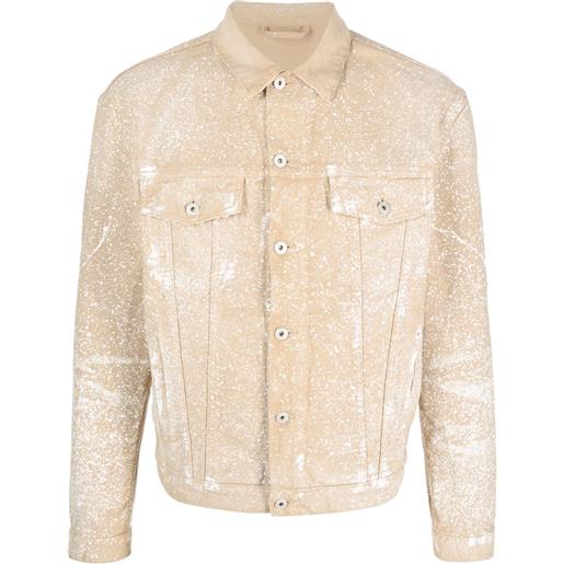 Heron Preston giacca-camicia denim con stampa - marrone