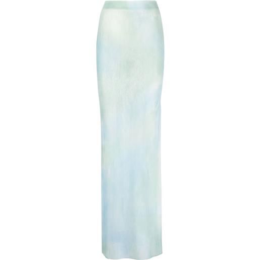 Off-White gonna lunga con fantasia tie-dye - blu