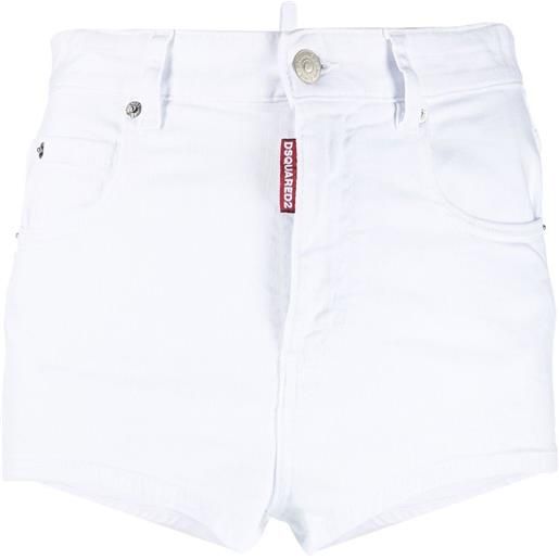 DSQUARED2 shorts denim con applicazione - bianco