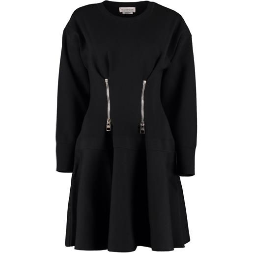 Alexander McQueen abito svasato con zip - nero