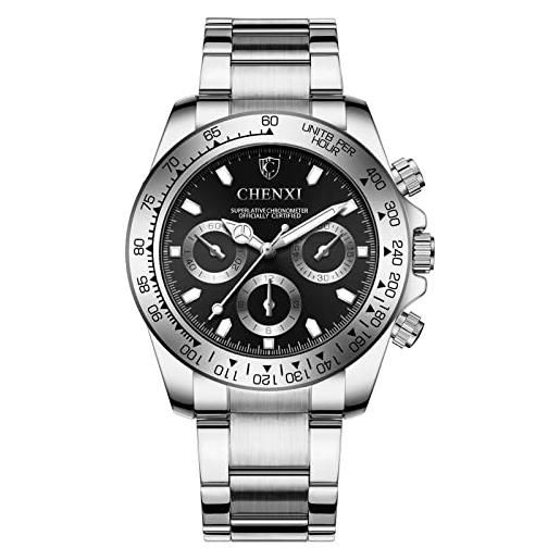 FORSINING Orologio Uomo Automatico Meccanico - Acciaio Inox, Quadrante Scheletrato Con Numeri Romani, Militare, Luminoso