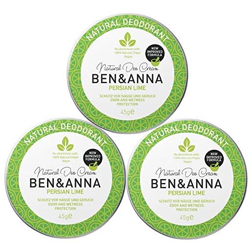 Ben & anna deocreme persian lime - crema deodorante naturale per uomo e donna - crema deodorante contro forte sudorazione - vegano & cosmetici naturali - deodorante solido senza alluminio