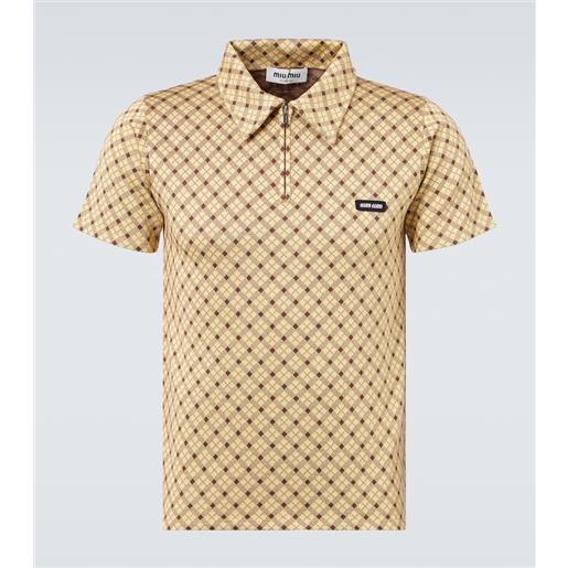 Miu Miu polo in seta a quadri
