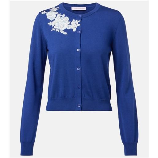 Carolina Herrera cardigan in seta e cotone con ricamo