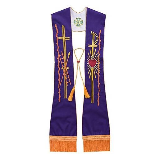 BLESSUME sacerdote reversibile ha rubato clero liturgico squisito ricamato ha rubato (bianca &viola)