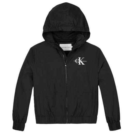 Calvin Klein jeans monologo essential jacket ib0ib02091 giacche a vento, nero (ck black), 14 anni bambini e ragazzi