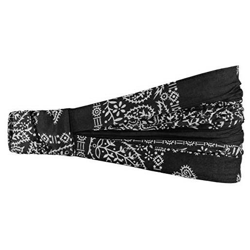 LIPODO bajala fascia per capelli da donna | bandana in cotone 100% | fascia fermacapelli alla moda in taglia unica (52-60 cm) nero | accessorio da indossare tutto l'anno