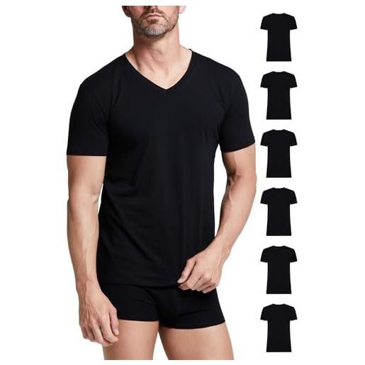 POMPEA 89540724wr0071l t-shirt, nero, l (pacco da 6) uomo