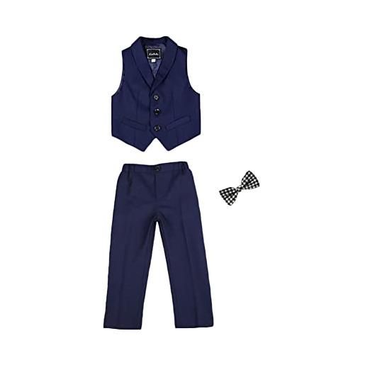 FYMNSI Set da 4 pezzi per bambini, per gentleman, smoking, matrimonio, feste, abbigliamento formale, camicia a maniche lunghe, gilet + pantaloni + papillon, Lilla, 4-5 Anni