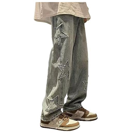 YINGWIN star jeans da donna y2k baggy jeans cargo da donna, blu, l