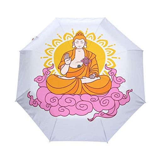 BEUSS colud sole buddha ombrello pieghevole automatico antivento con auto apri chiudi portatile ombrelli per viaggi spiaggia donne bambini ragazzi ragazze
