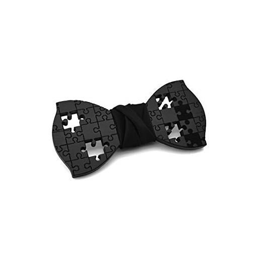 GIGETTO 1910 papillon legno gigetto puzzle nodo cotone nero made in italy