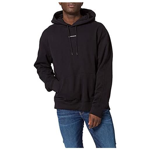 Calvin Klein Jeans felpa con cappuccio micro branding, ck black, s uomo