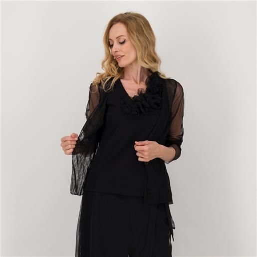 Caterina Lancini twinset: canotta in jersey e cardigan in tulle