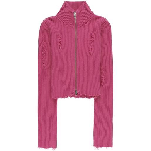 MM6 Maison Margiela cardigan crop con zip - rosa