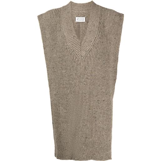 Maison Margiela gilet con scollo a v - marrone