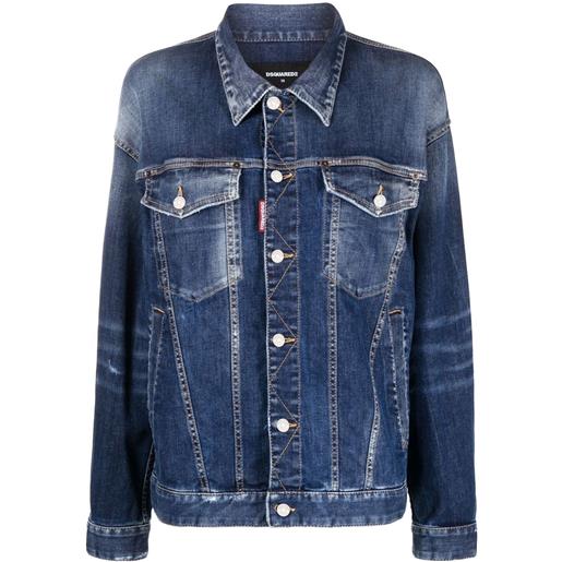 DSQUARED2 giacca denim con effetto vissuto - blu