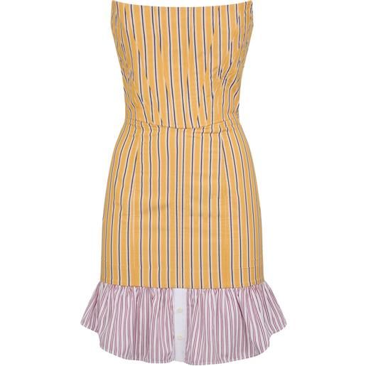 DSQUARED2 abito corto svasato a righe - giallo