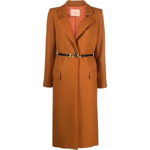 TWINSET cappotto monopetto con cintura - marrone