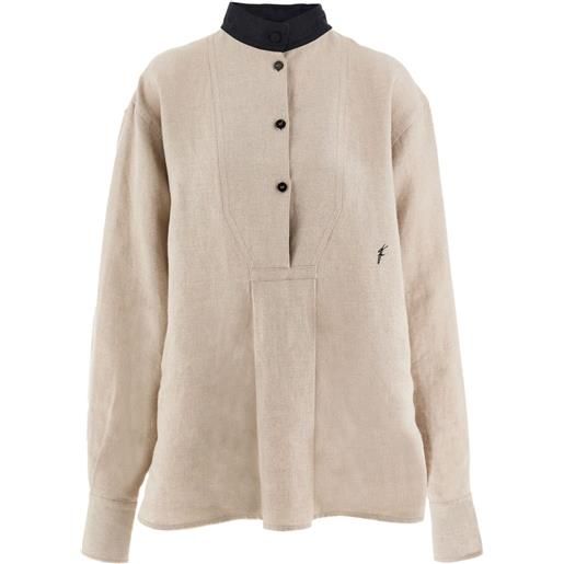 Ferragamo camicia con ricamo - toni neutri