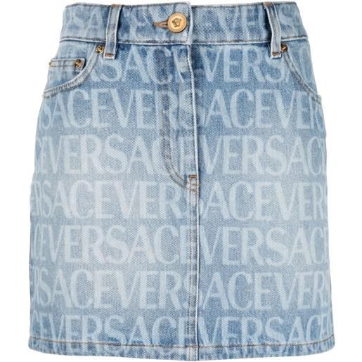 Versace minigonna denim Versace allover - blu