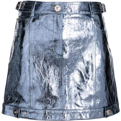 Versace minigonna metallizzata - blu