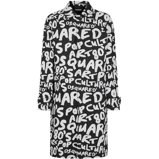 DSQUARED2 cappotto monopetto con stampa - nero