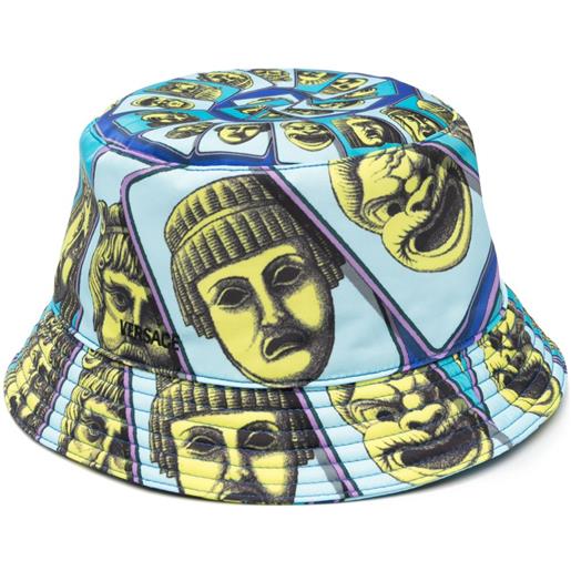 Versace cappello bucket la maschere - blu