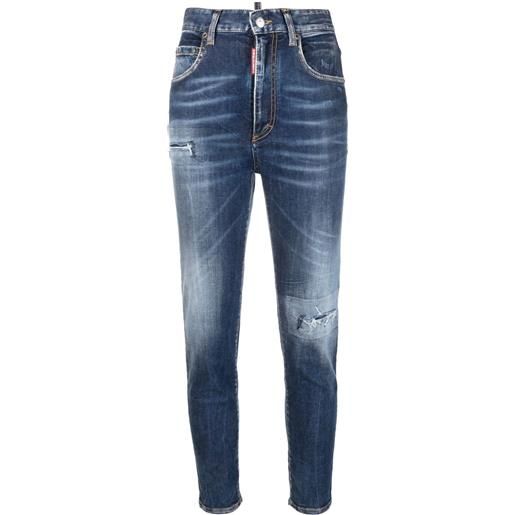 DSQUARED2 jeans crop con effetto vissuto - blu