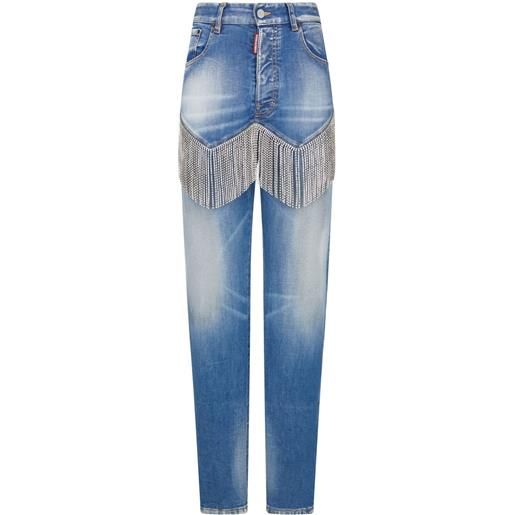 DSQUARED2 jeans slim con strass - blu