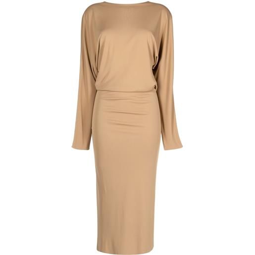 KHAITE abito midi the trina - marrone