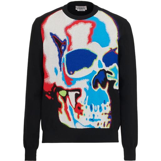 Alexander McQueen maglione skull graffiti con intarsio - nero