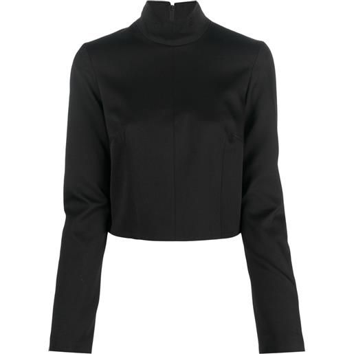 MM6 Maison Margiela blusa crop a collo alto - nero