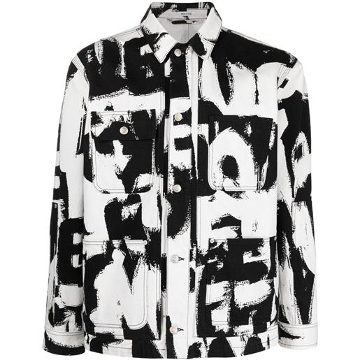 Alexander McQueen giacca denim con stampa - nero