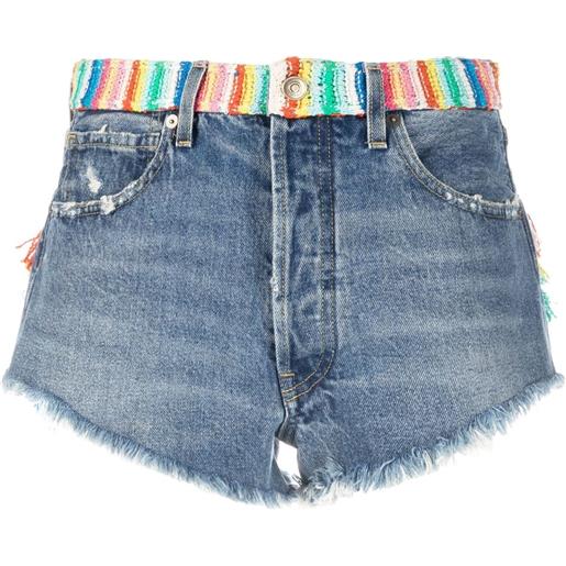 Alanui shorts denim over the rainbow - blu