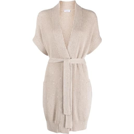 Brunello Cucinelli cardigan smanicato - marrone