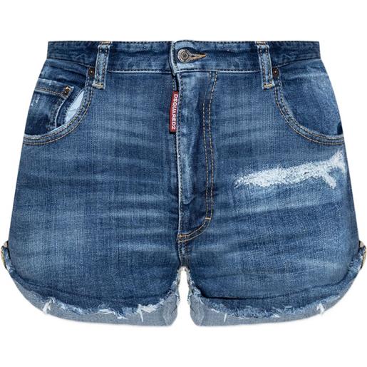 DSQUARED2 shorts denim con effetto vissuto - blu