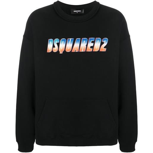 DSQUARED2 glittery logo crew neck sweatshirt - nero