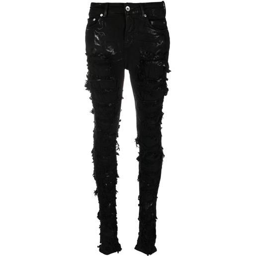 Rick Owens DRKSHDW jeans skinny detroit a vita alta - nero