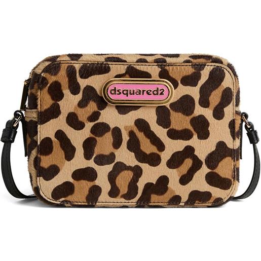 DSQUARED2 logo-plaque leopard-print cross body bag - toni neutri