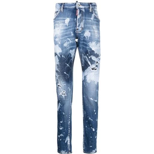 DSQUARED2 jeans dritti con effetto vernice - blu
