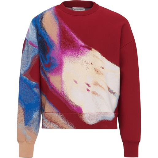 Alexander McQueen maglione a fiori con effetto jacquard - rosso