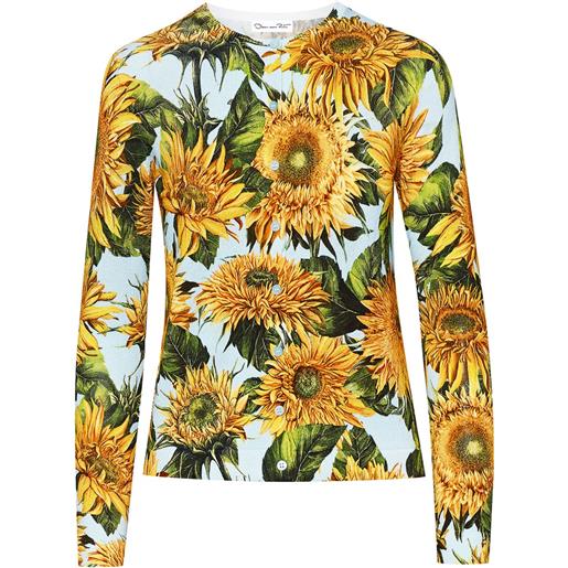 Oscar de la Renta cardigan con stampa sunflower - giallo