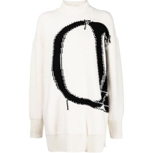 Off-White maglione ow maxi logo - bianco