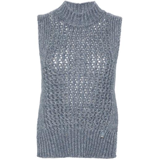 Herno canotta lamé a collo alto - blu